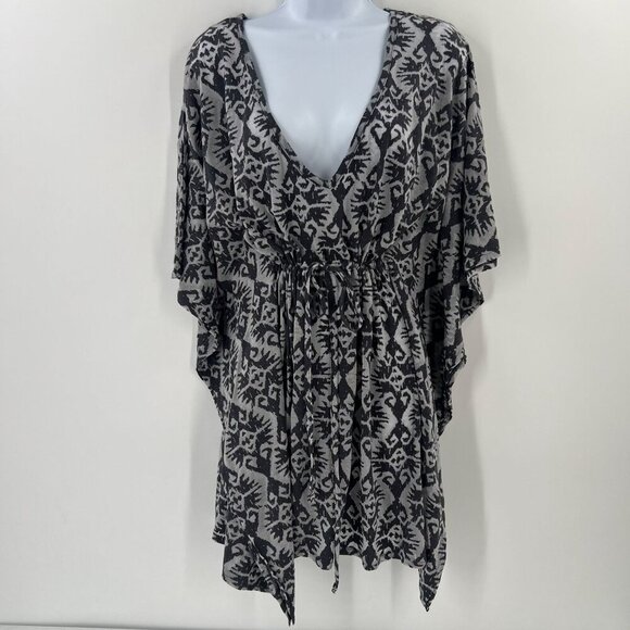 Marika Lounge Coordinates Gray Burnout Kaftan Tunic Open Cardigan Dolman Sleeve - Picture 1 of 10